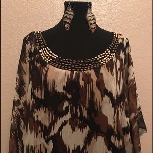 Dana Kay Brown Multi Color Blouse (slight damage)